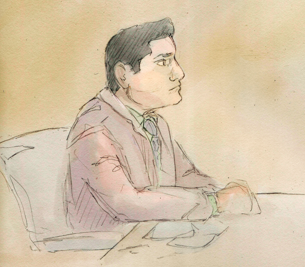 Enrique Arochi in the courtroom — Kevin VanHorn, graphics