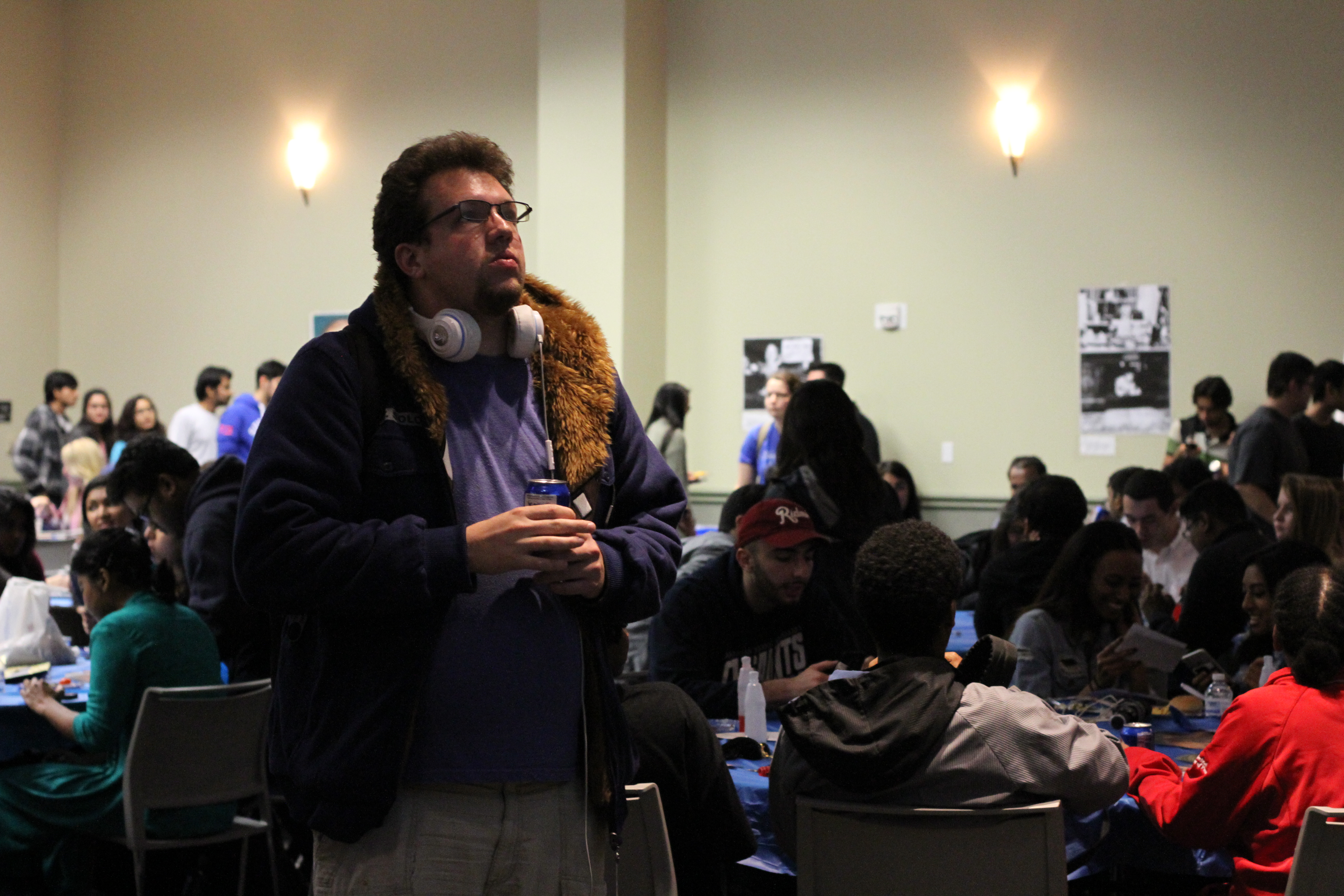 Students react to election coverage during watch party