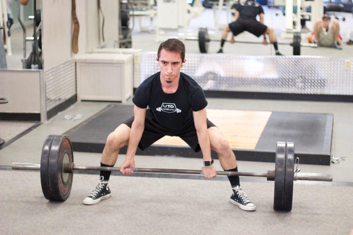 Eric Martinez, a neuroscience sophomore, practiced on April 5 in the Activity Center. The club headed to San Antonio the following day for the national competition, where they didn’t place, but had lifters break personal records. Powerlifting is in its third year as a club at UTD and has seen significant growth since its inception in 2014. In addition to competitions, the club also focuses on relationships and self-improvement, allowing participants to be more flexible with their commitment. Photo by Robert Johnson | Mercury Staff.
