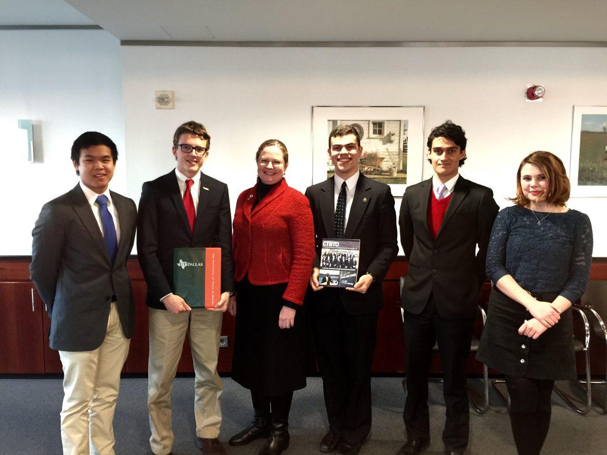 UTD students met with Ambassador Laura Holgate at the U.S. Mission to International Organizations in Vienna in January 2017. Prior to serving in Vienna, Ambassador Holgate was the Senior Director for Weapons of Mass Destruction at the National Security Council and Special Assistant to President Obama. Photo courtesy of U.S. Mission to International Organizations in Vienna.