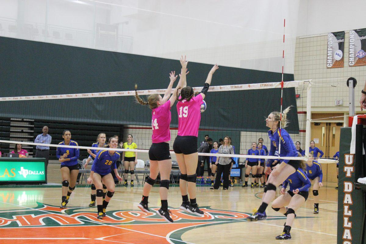 The women’s team swept LeTourneau on Oct. 24 (25-11, 25-11, 25-23). Sophomore setter Caroline Shecterle had 25 assists and sophomore libero Briana Tully had 15 digs, each leading the team. With their victory, the women clinched the ASC East title and the right to host the ASC championship tournament from Nov. 2 - 4. During the game, the Comets wore pink jerseys in honor of Breast Cancer Awareness Month. The soccer teams also held a pair of awareness games on Oct. 14. Photo by Sachin Arya | Mercury Staff.
