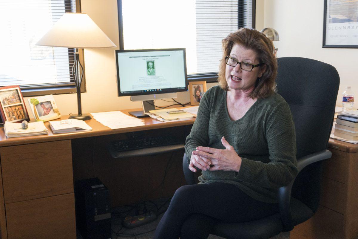 Theresa Towner, a literary studies professor specializing in the work of William Faulkner, leads a project to digitize a fictional county the author created. Photo by Anupam Gupta | Mercury Staff.