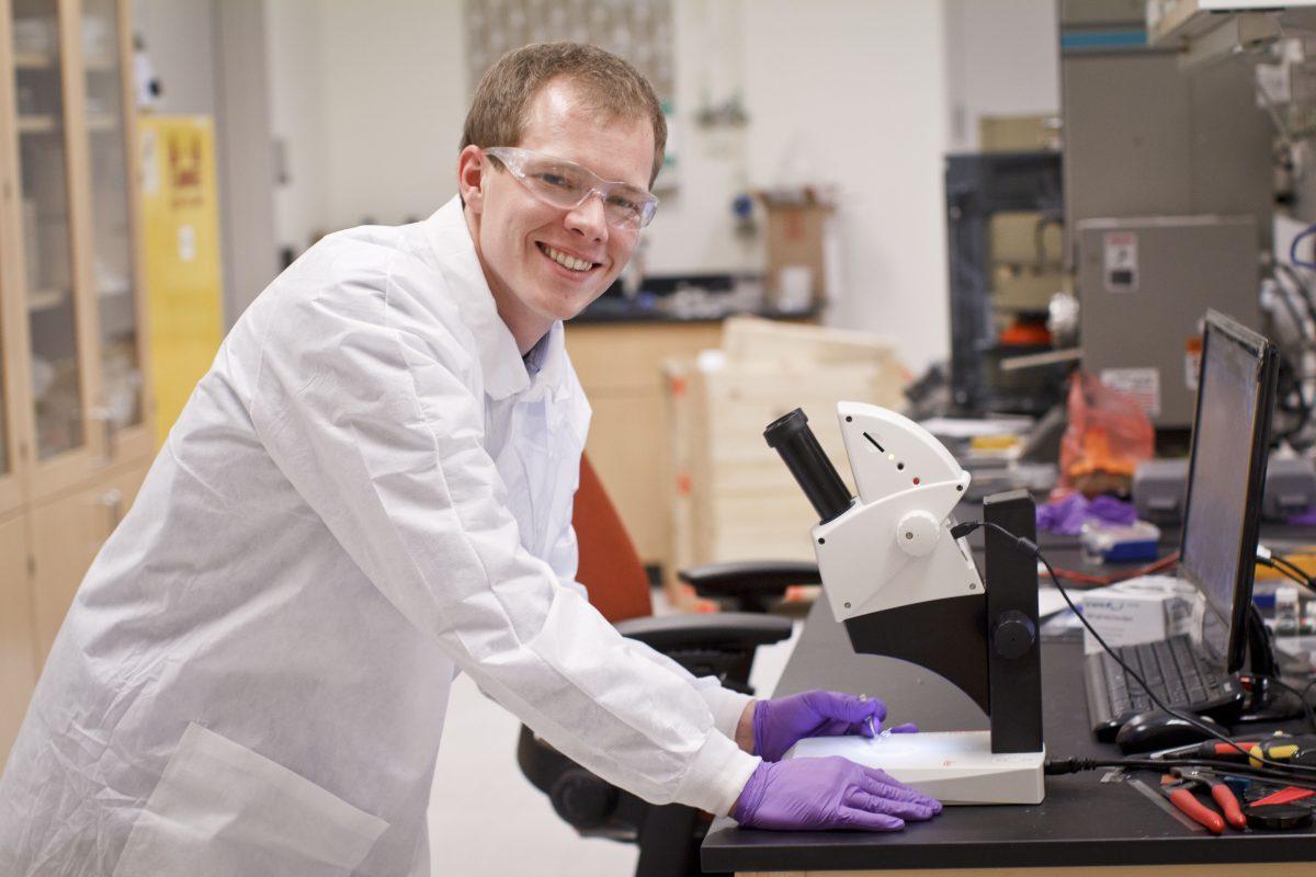 UTD alumnus Jonathan Reeder plans to incorporate his sensors into prosthetics. Photo courtesy of Erik Jonsson School of Engineering and Computer Science.