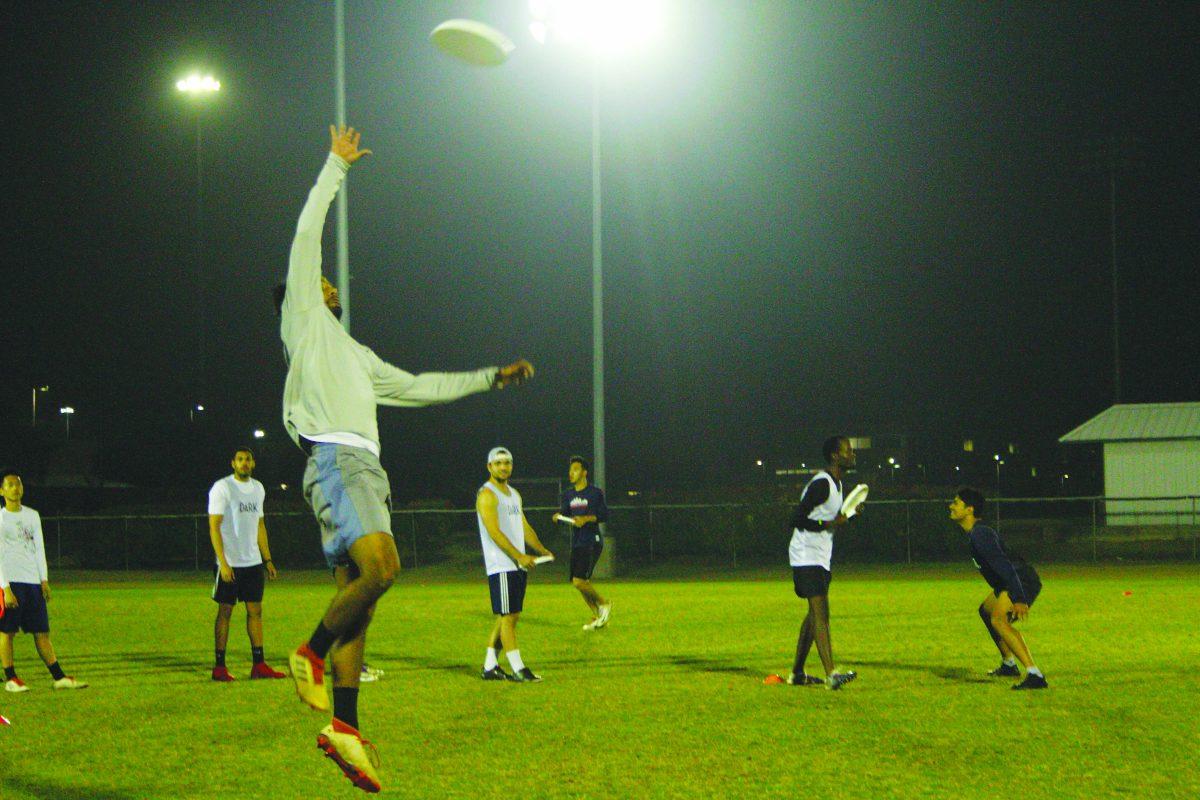 The men's ultimate frisbee team practices for over nine hours every week in preparation for tournaments. Photo by Soujanya Bhat | Mercury Staff.
