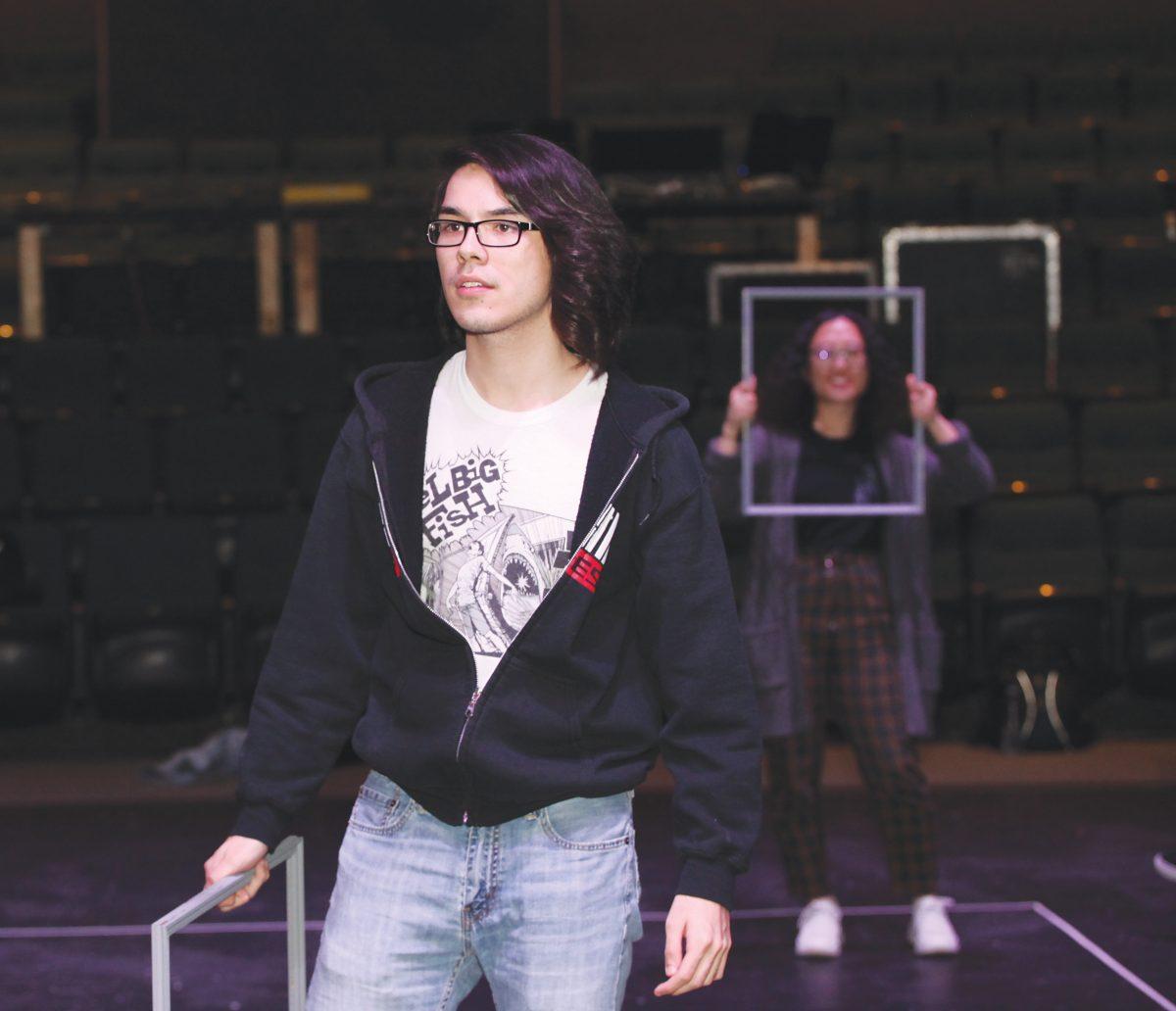 In the play, visual and performing arts senior Aidan Bly portrays a student who relies on Adderall for success. Photo by Pavan Tauh | Mercury Staff.