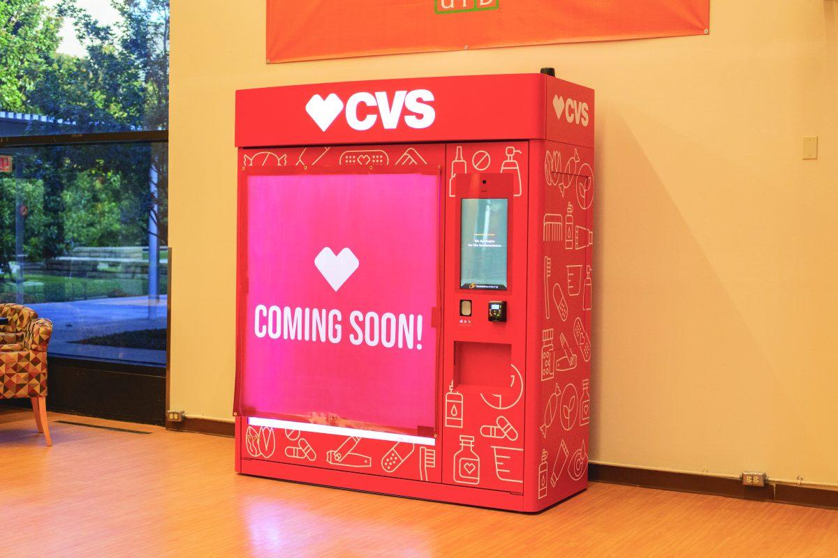 This is one of the two CVS vending machines that will be operating in the Fall 2019 and is located at the bottom floor of the Student Union.  Photo by Amina Hussain | Mercury Staff