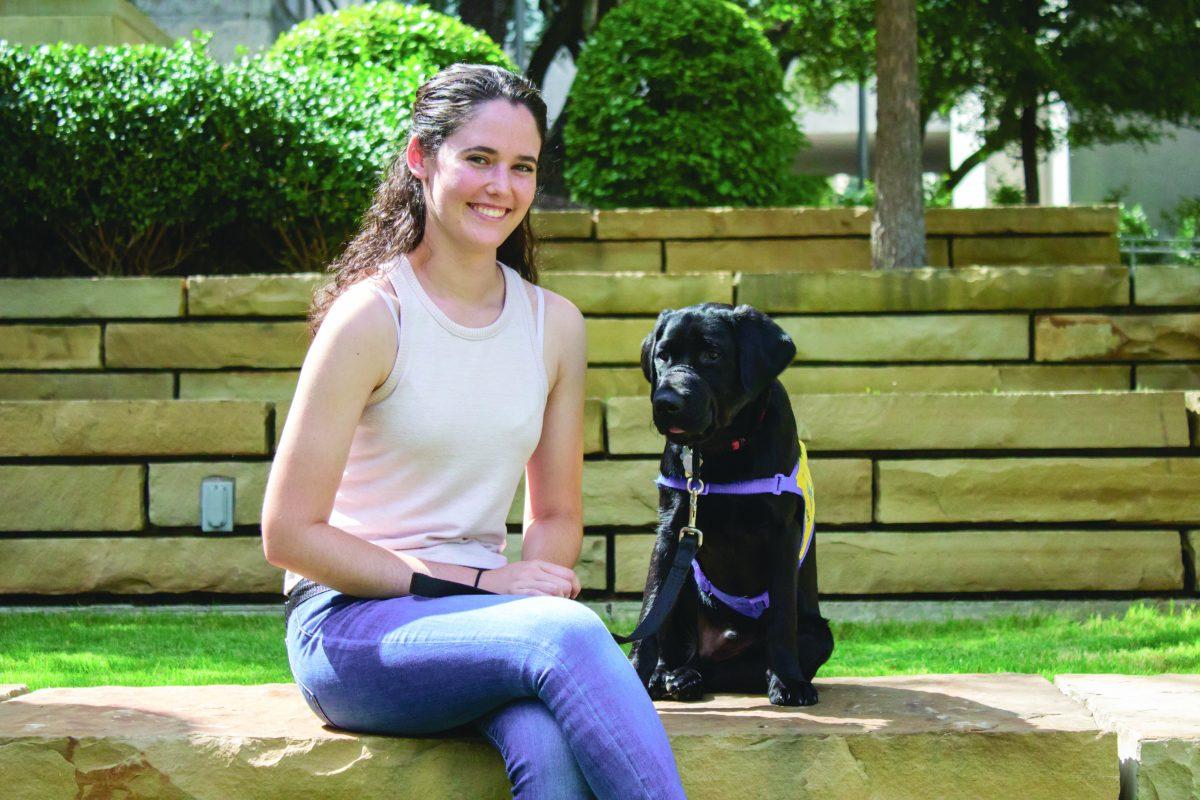 Business administration sophomore Aubrey Rowan has been training her labrador Colby since May of this year. Photo by Amina Hussain | Mercury Staff