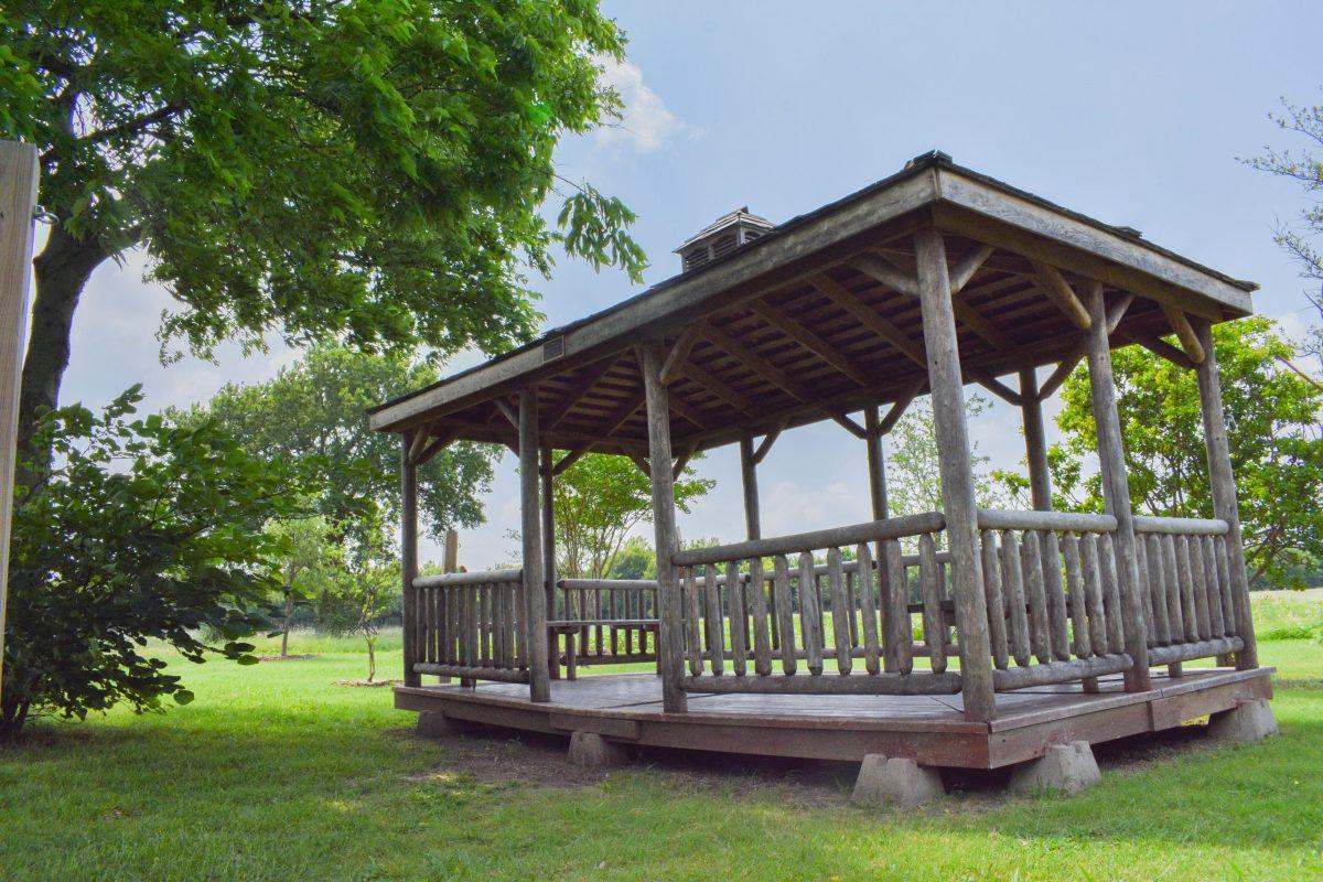 The gazebo behind JSOM was donated and built by the 2013 class of McDermott Scholars. 