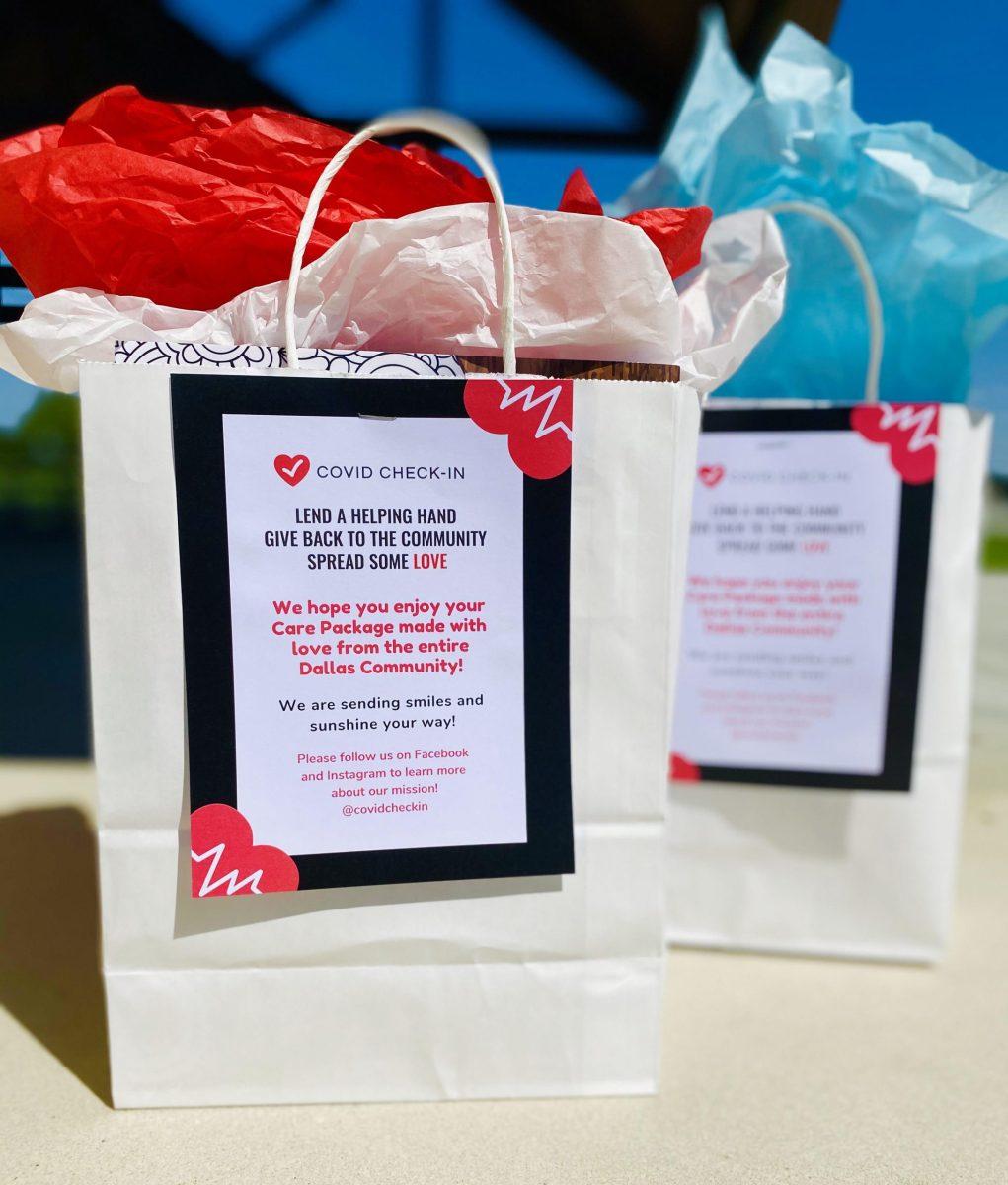 COVID Check-In — care packages delivered to senior residents in assisted living homes — was created by UTD students Kareena Chawla, Shreena Bhatt, Anuj Gupta, Aritra Baidya and Charmi Modi. (Photo courtesy of Kareena Chawla).