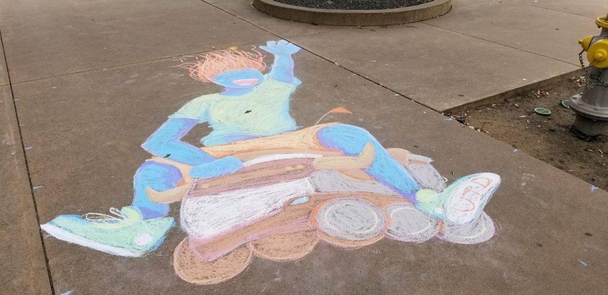 Software engineering senior Gemaris Velazquez won first place for Most Creative art piece with her depiction of Temoc riding a mechanical bull-like Starship.