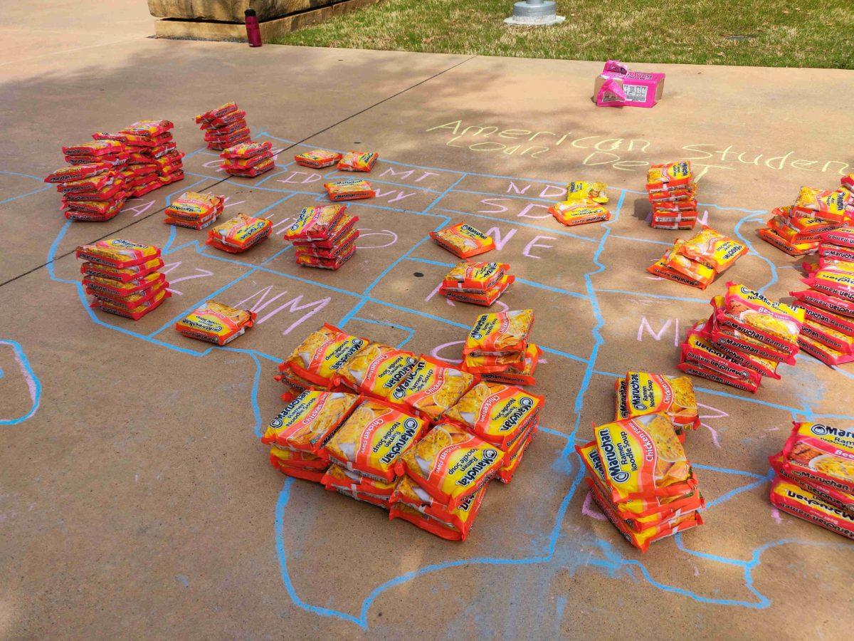 An artistic representation of America's student debt, fittingly made with ramen. | Photo courtesy of Erin Bray