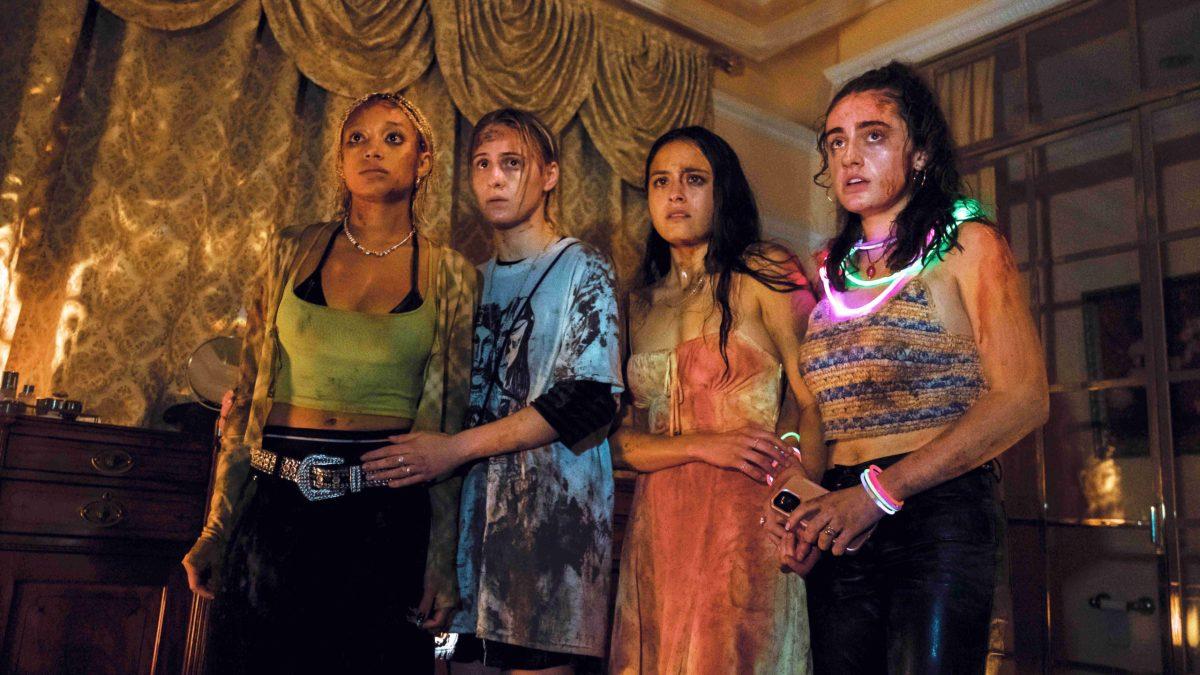 Amandla Stenberg (Sophie), Maria Bakalova (Bee), Chase Sui Wonders (Emma),
and Rachel Sennott (Alice) are all trying to survive a murderer and find themselves. Photo courtesy of A24 Pictures.