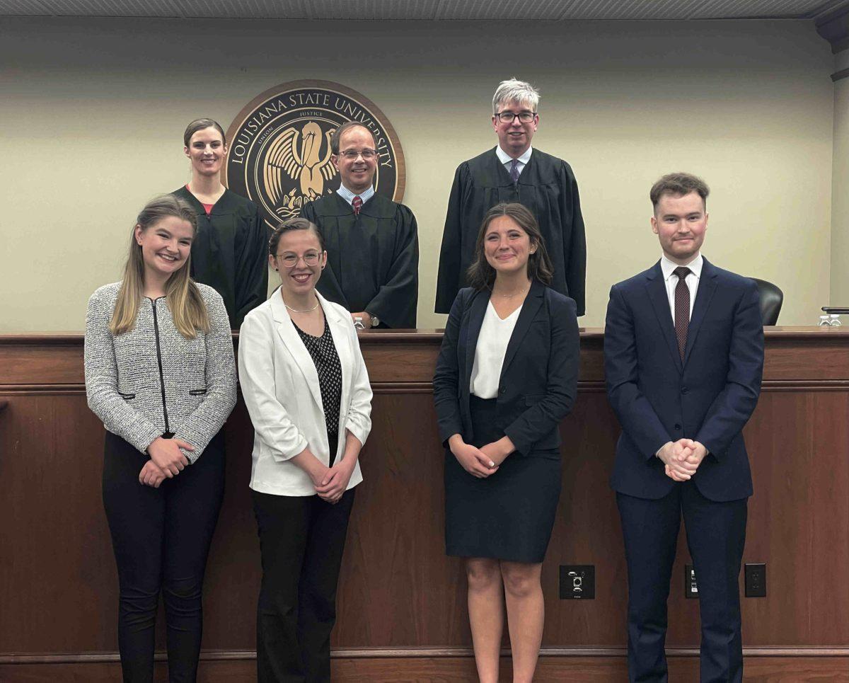 Paulina Hruskoci and Olivia Cooper (bottom left). The pair placed second in the nation for Moot Court, which is the highest a UTD pair has ever placed. Photo courtesy of Barbara Kirby.