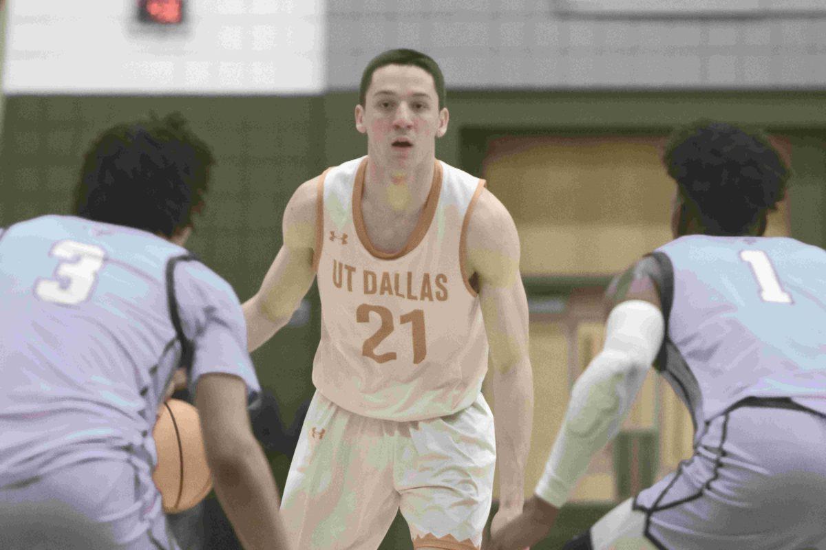 Poerschke is known for dominating score-boards, and he holds the record for most points scored in
a single game (43 points). The All-Stars game found him facing off against top talent across the country. Photo courtesy of UTD Athletics