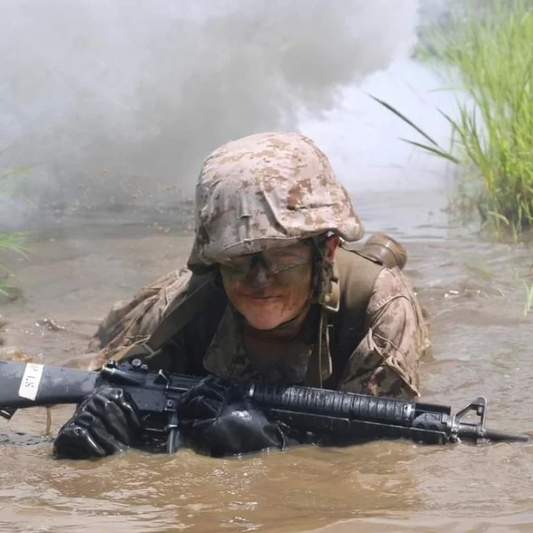 Heckenkamp in the Quigley, an infamous swamp used as a Marine obstacle course.