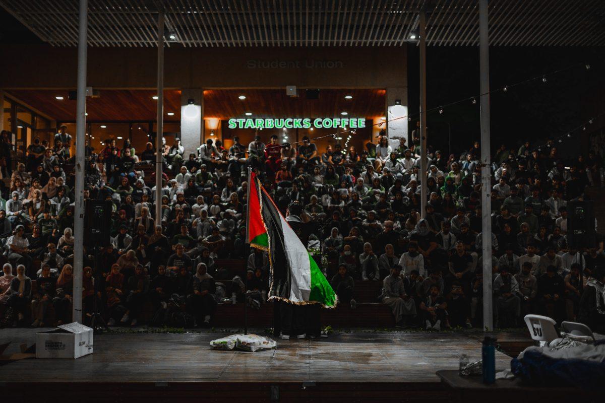 Student for Justice in Palestine's powerful poetry night drew in a crowd of over 200 people and $2,000 raised for children in Palestine. Photo By Shamail Qureshi | Courtesy