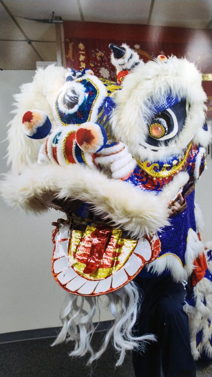 Mitchell Born Echoes of the Lion Movement and Memory, archival pigment print shows a lion dance costume. 