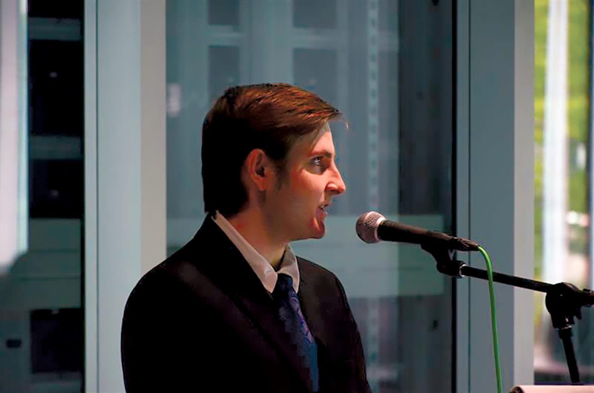 David Baker speaks at the Student Government executive debate.